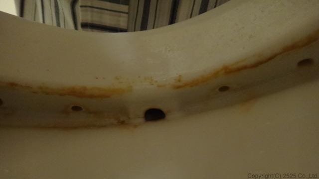 トイレ便器のふちの裏側の尿石