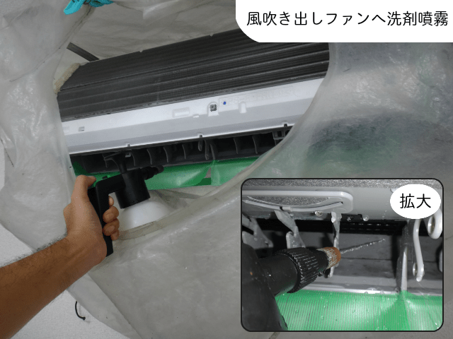 msz-bxv2216アルミフィンに洗剤を噴霧